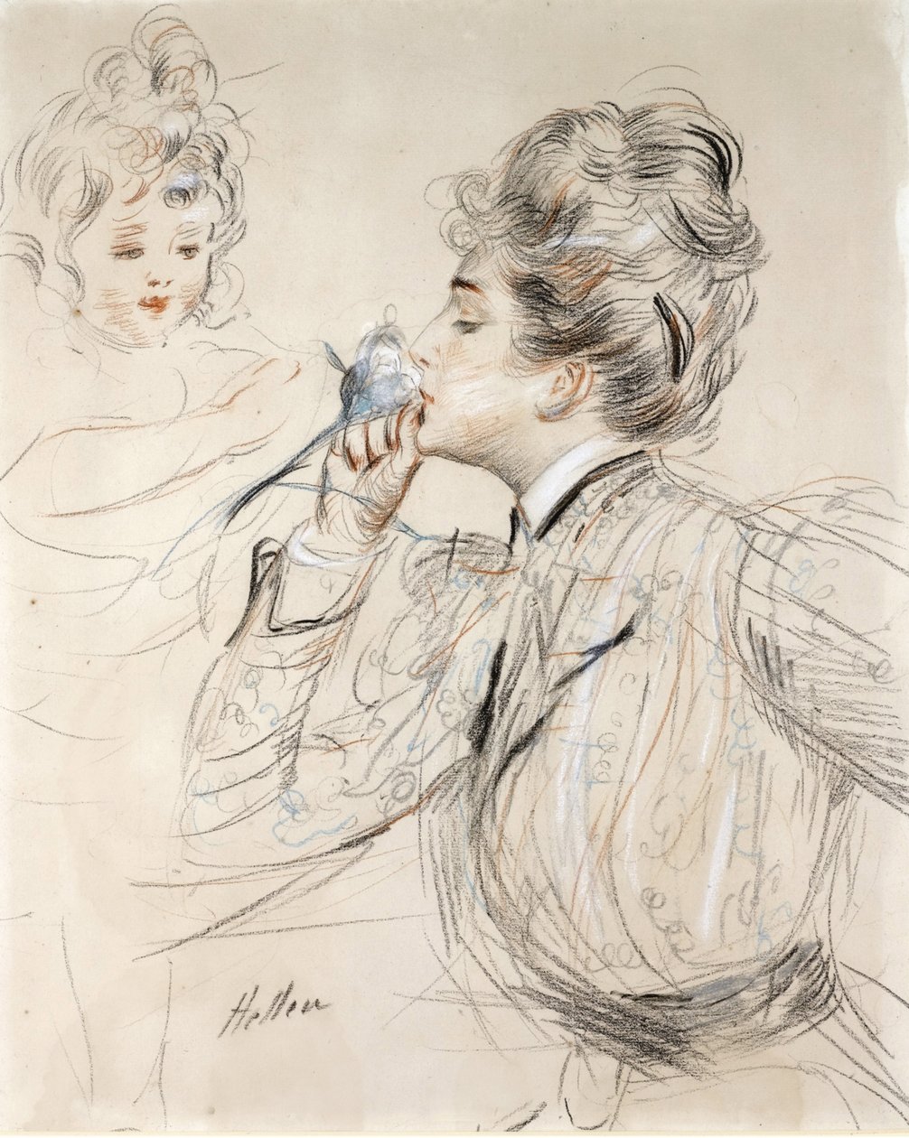 Parfumen (kul, pastel og sanguine på pap af Paul Cesar Helleu