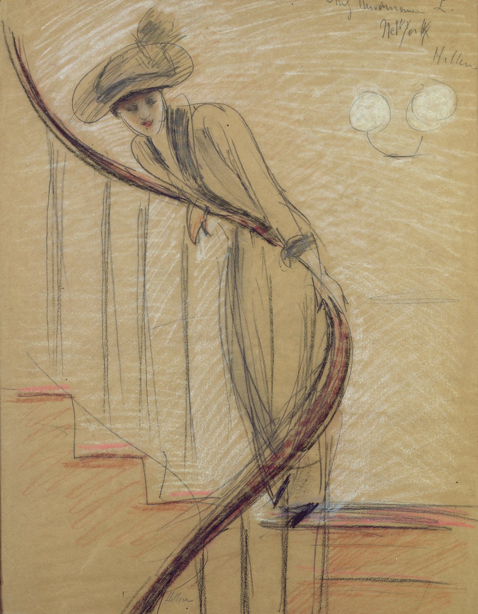 Trappen (kridt på papir) af Paul Cesar Helleu