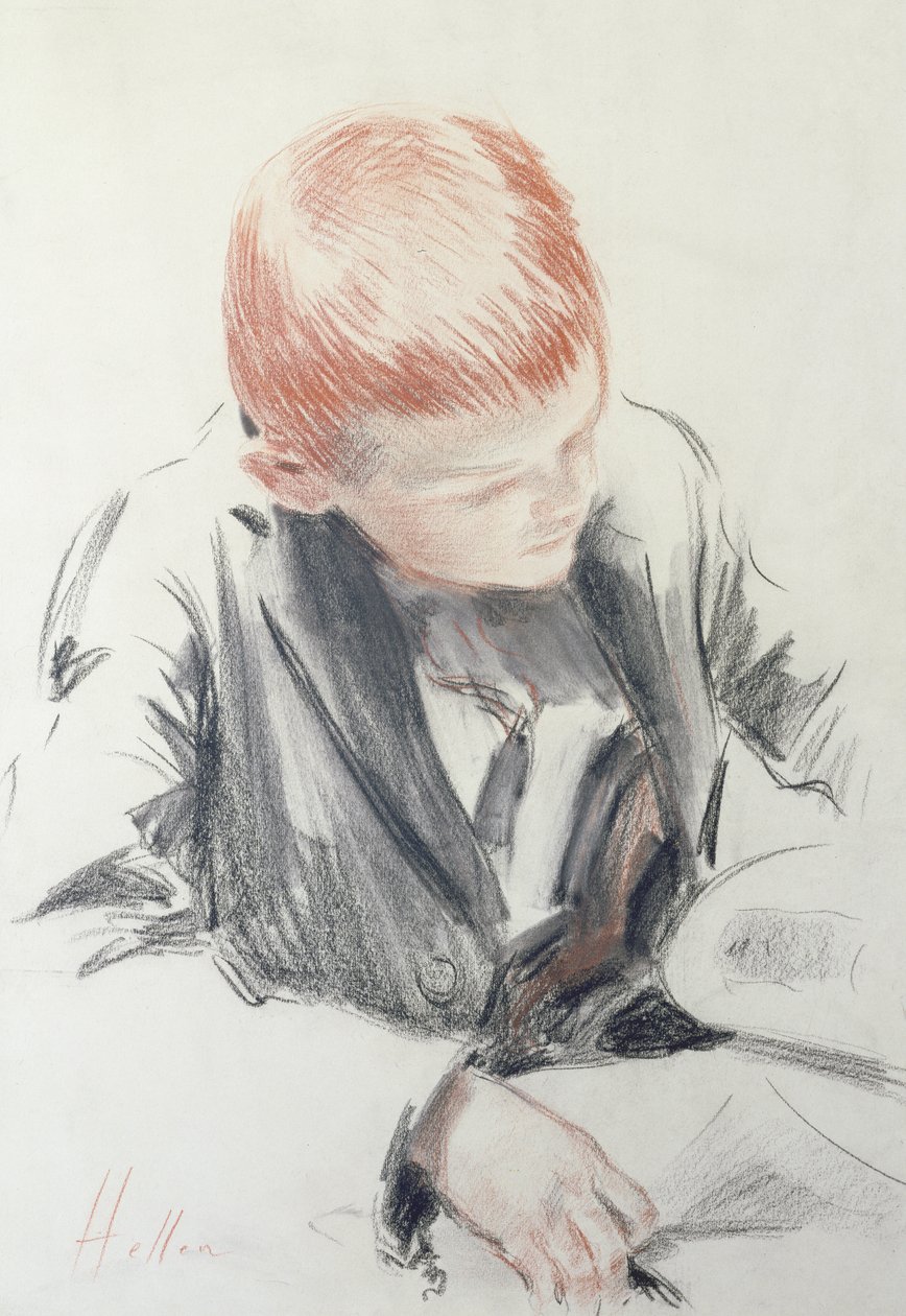 Den unge kender (rød og sort kridt på papir) af Paul Cesar Helleu