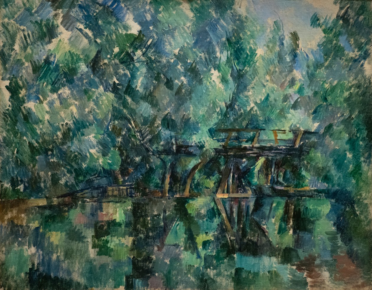 En bro over en dam Saint-Maur-des-Fosses af Paul Cézanne