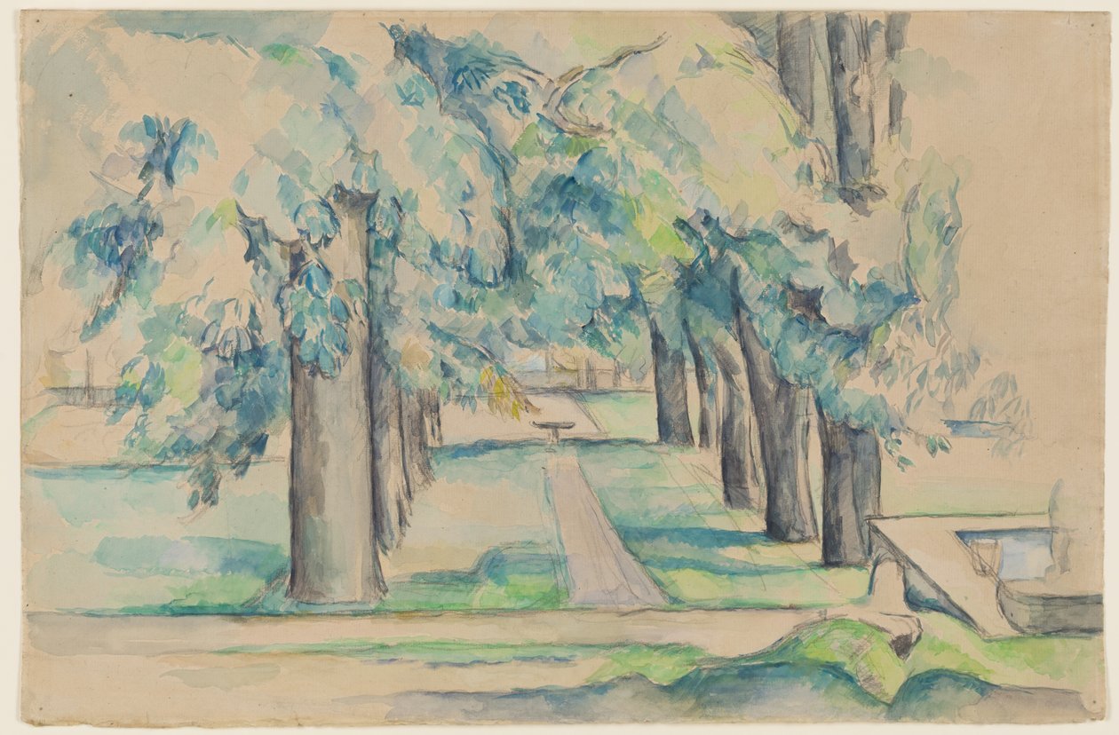 Avenue of Chestnut Trees at Jas de Bouffan, n. 1878-1890 (akvarelli) af Paul Cézanne