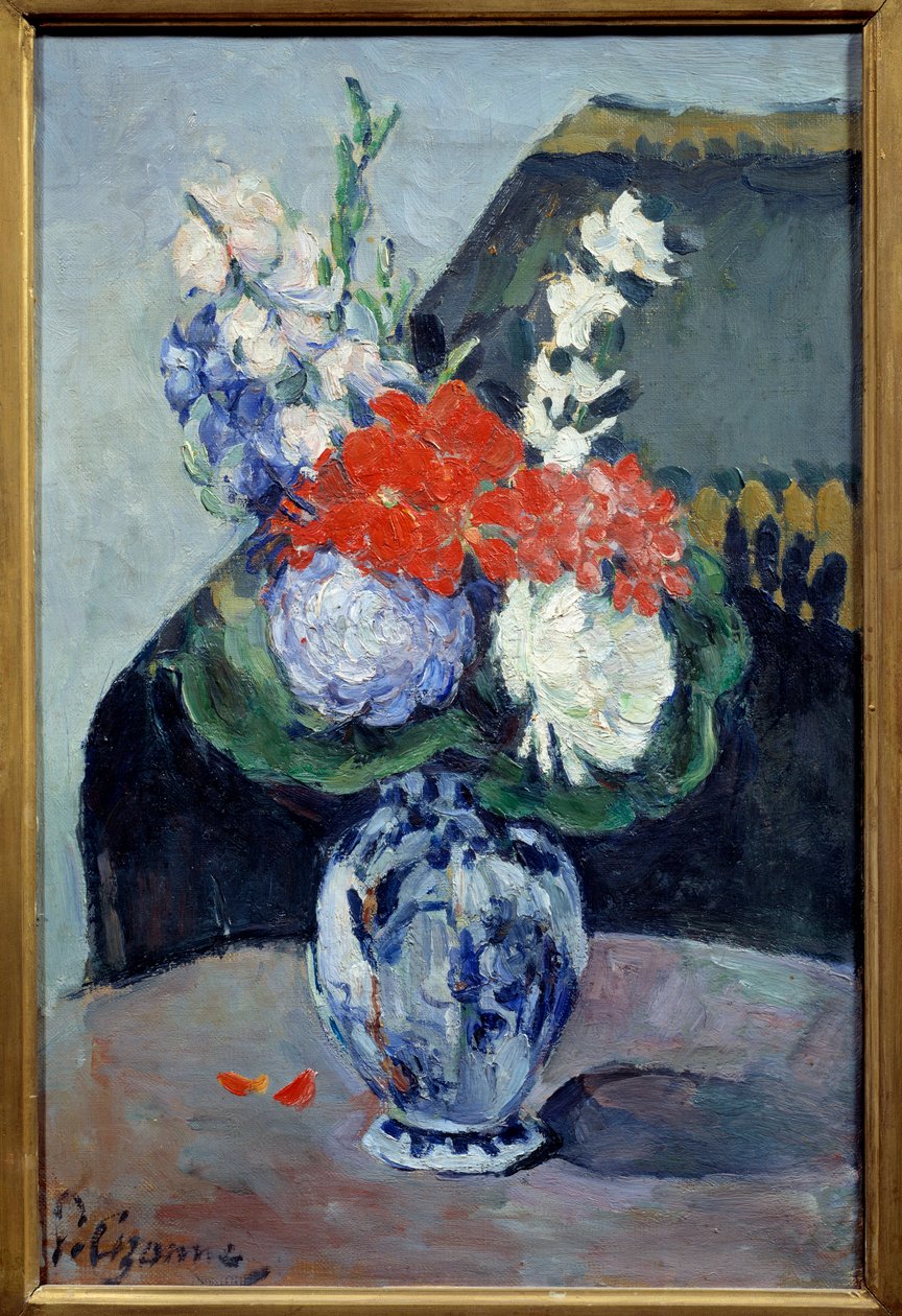 Buket med lille delft. Maleri af Paul Cezanne (1839-1906) af Paul Cézanne