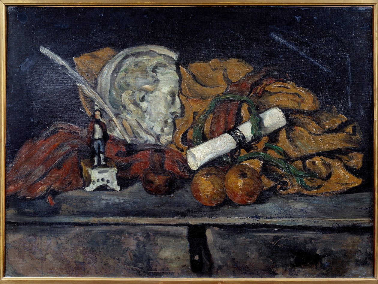 Cezannes tilbehør. Stilleben med medaljon af Philippe Solari Maleri af Paul Cezanne (1839-1906) 1873 Søn. 0,6x0,8 m Paris, musee d