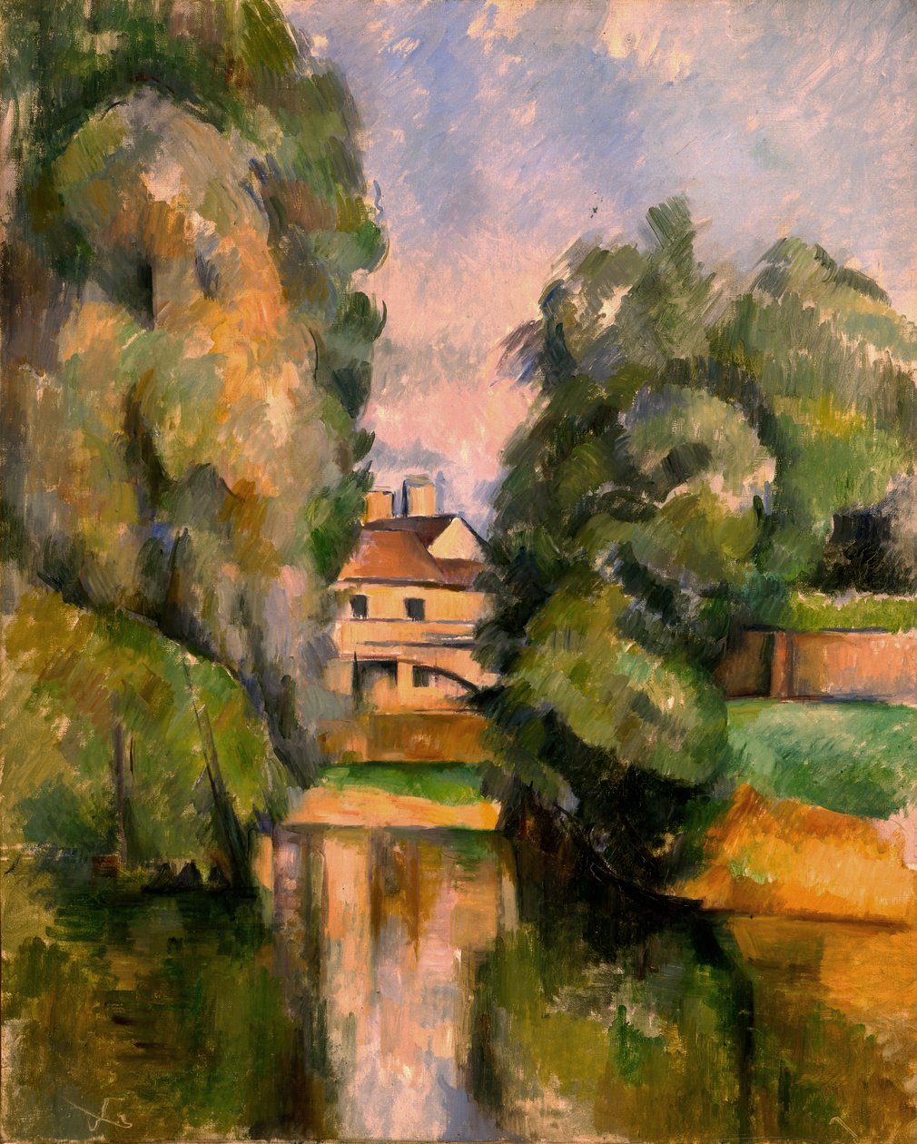 Landsted ved en flod af Paul Cézanne