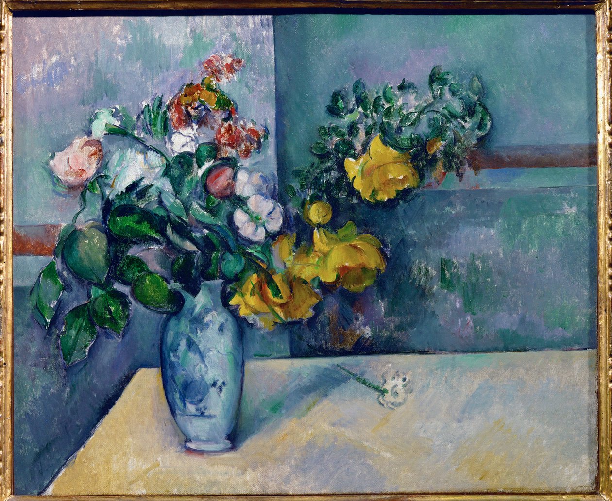 Blomster i en vase (olie på lærred) af Paul Cezanne