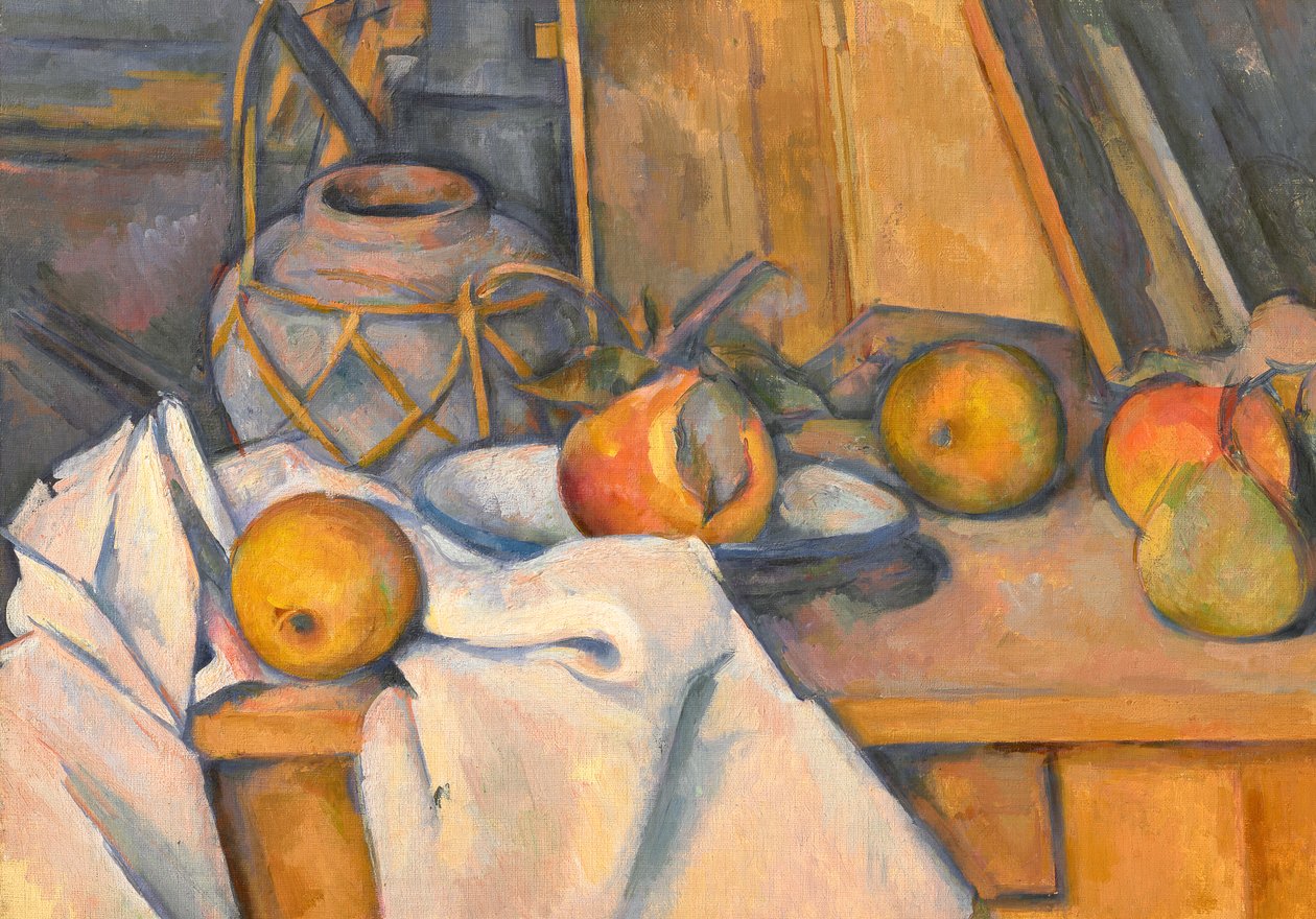Frugt og krukke med ingefær af Paul Cézanne