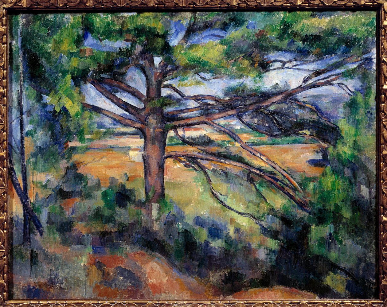 Stor fyr nær Aix Maleri af Paul Cezanne (1839-1906) 1890 Søn. 0,73x0,92 m Sankt Petersborg, Eremitagemuseet - Et stort fyrretræ nær Aix - Maleri af Paul Cezanne (1839-1906), olie på lærred (73 x 92 cm) af Paul Cézanne