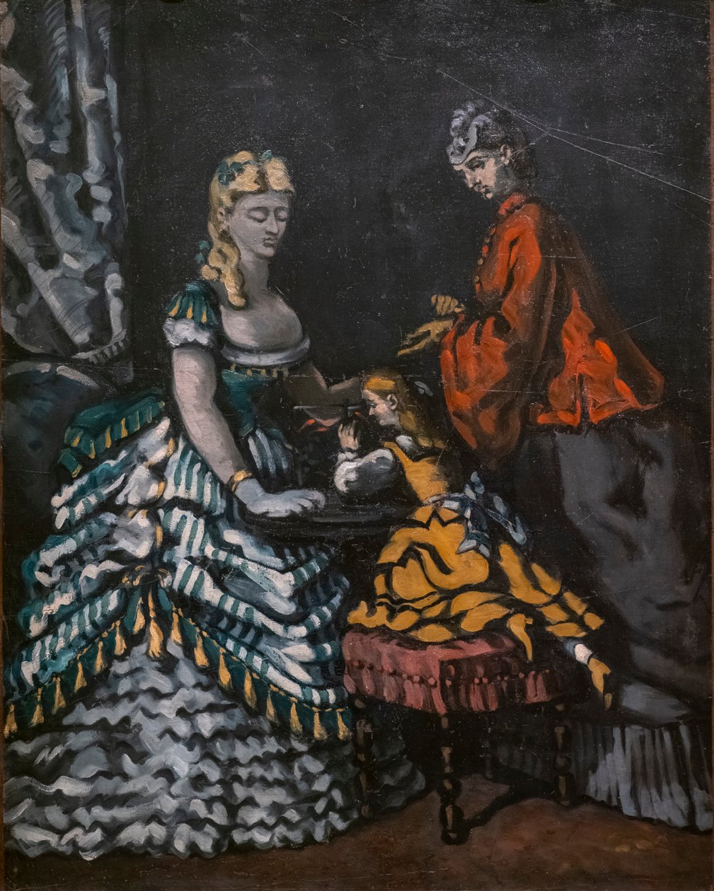 Interiør med to kvinder og et barn af Paul Cézanne