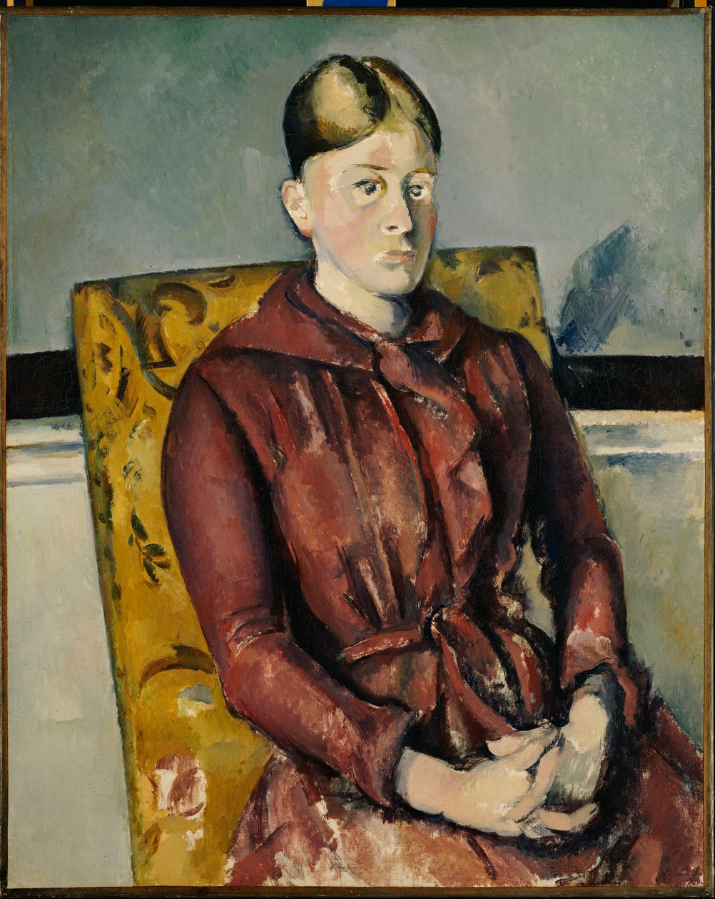 Madame Cezanne med en gul lænestol af Paul Cézanne