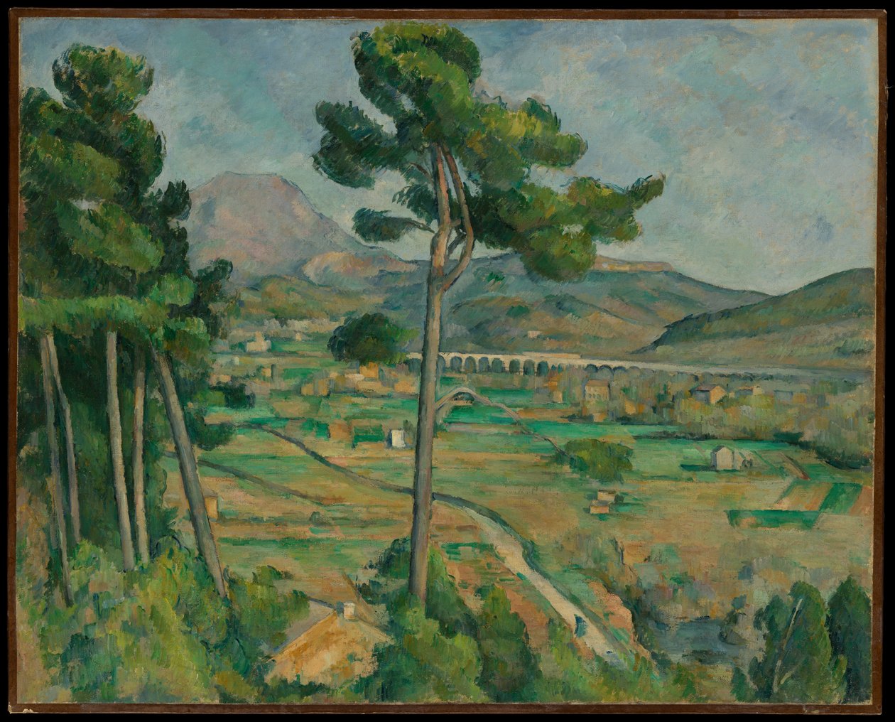 Mont Sainte-Victoire og viadukten i Arc-flodens dal af Paul Cézanne