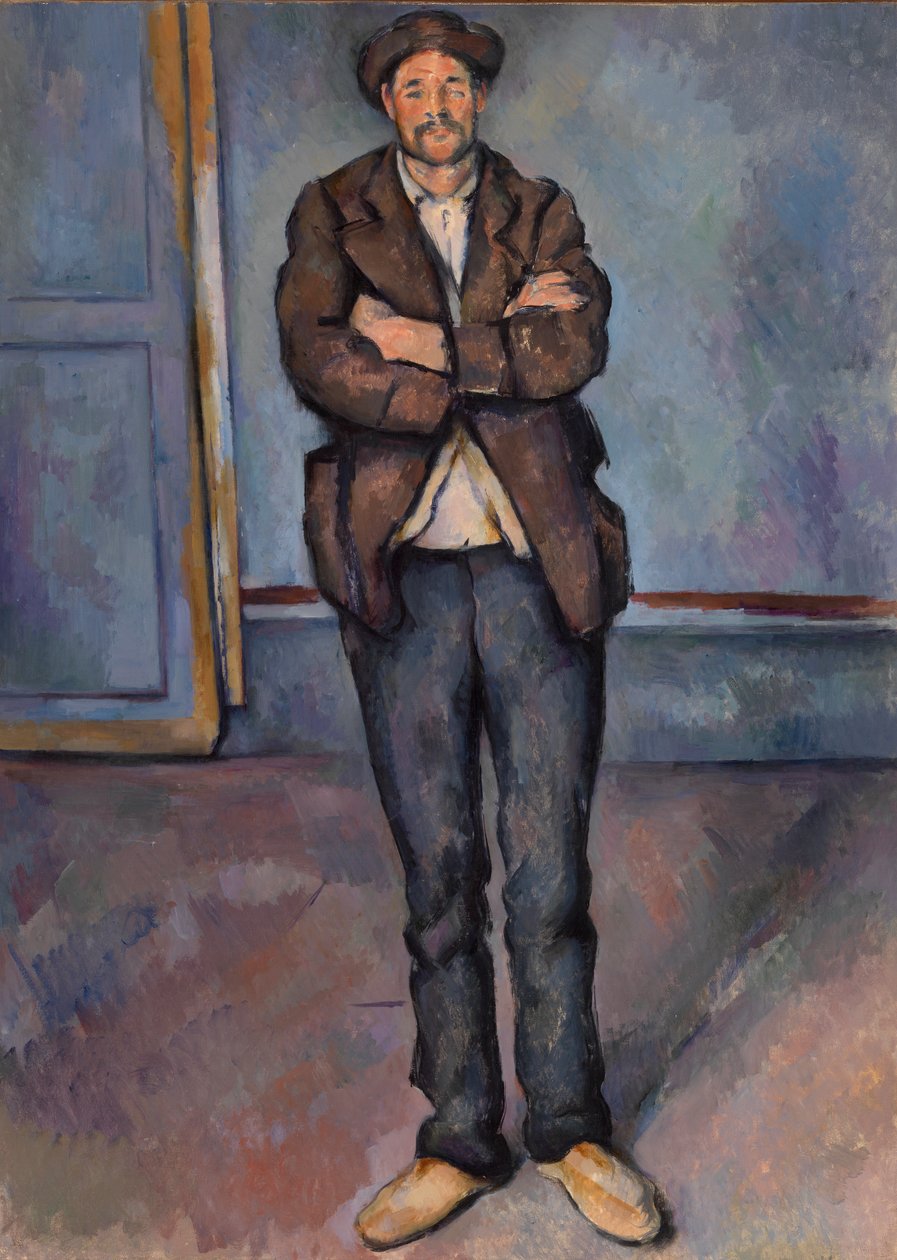 Bonde stående med armene over kors af Paul Cézanne