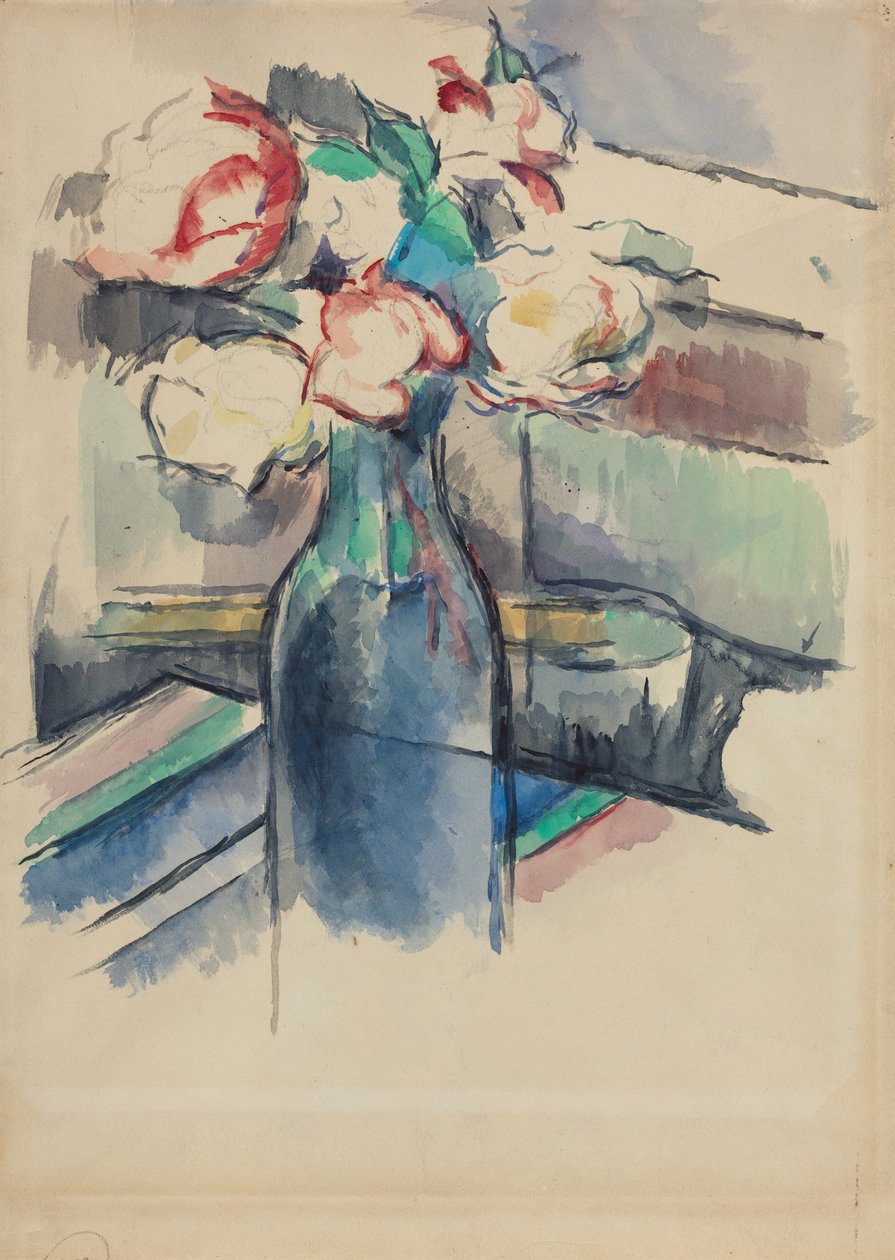 Rosen in einer Flasche af Paul Cézanne