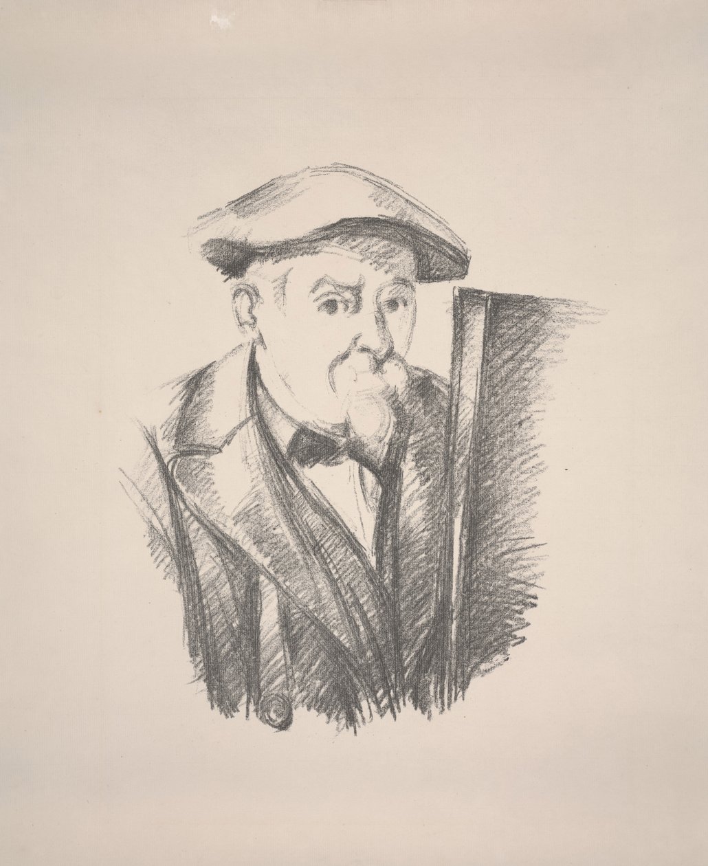 Selvportræt (blæk, papir, litho) af Paul Cézanne