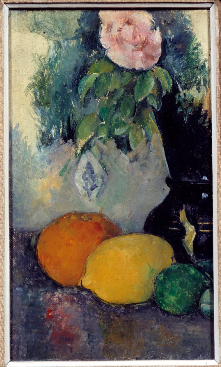 Stilleben af blomster og frugter Maleri af Paul Cezanne (1839-1906) 1800-tallet søn. 0,37x0,28 m Musee de l