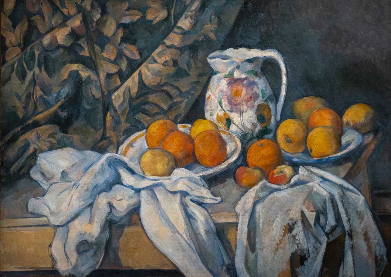 Stilleben med et gardin af Paul Cézanne