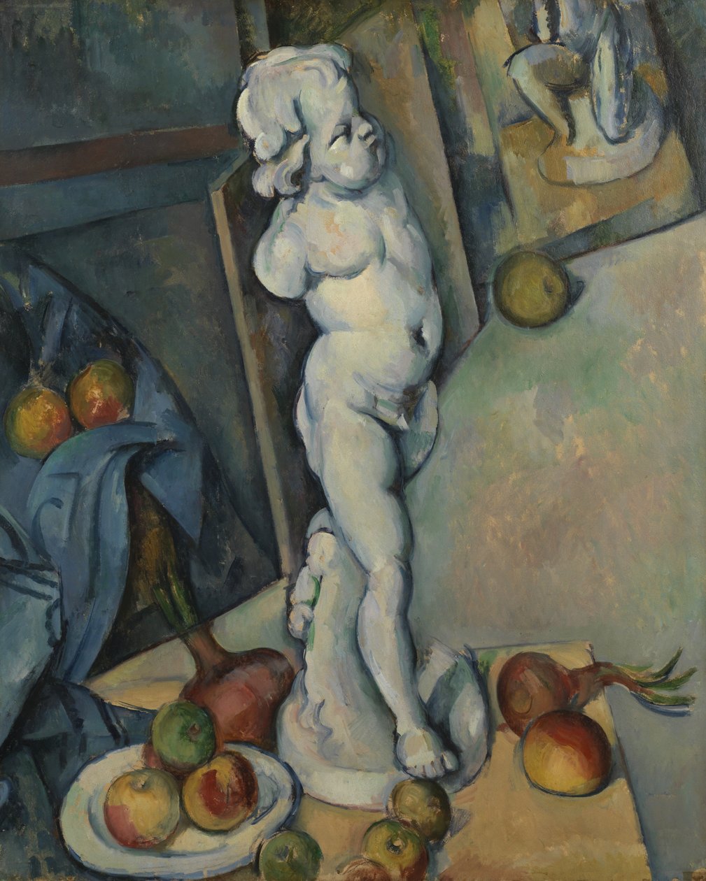 Stilleben med Gips Amor, ca. 1894 (olie på papir) af Paul Cézanne