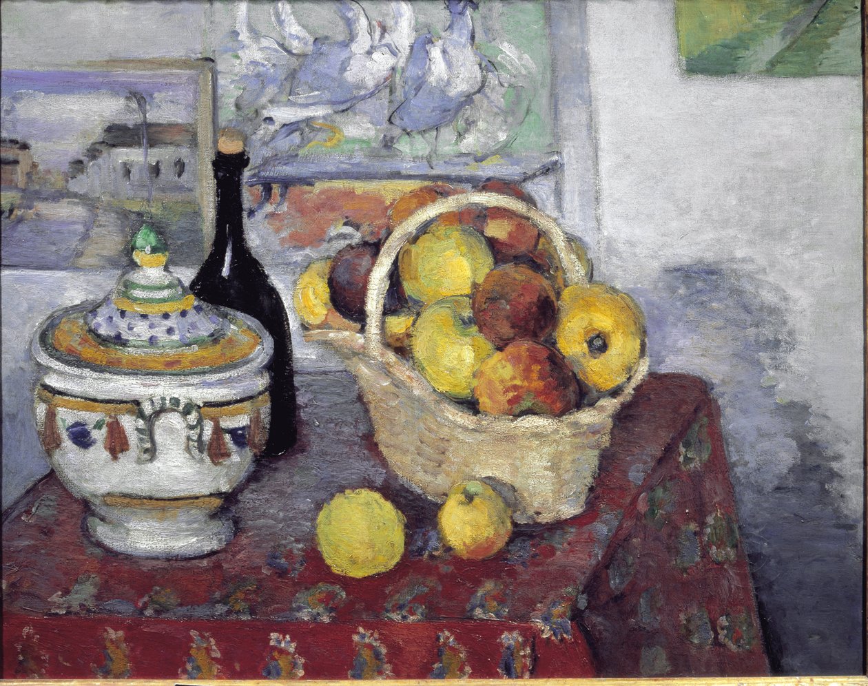 Stilleben med suppeterrin - olie på lærred af Paul Cézanne