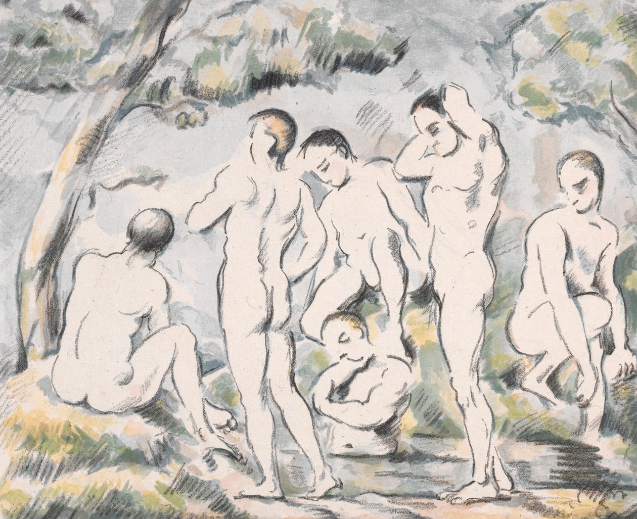 »Badende« (lille plakat) af Paul Cézanne