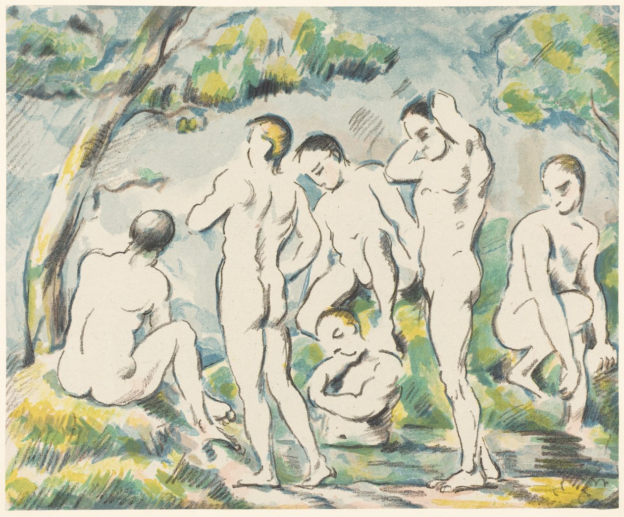 De badende (lille plade) af Paul Cézanne