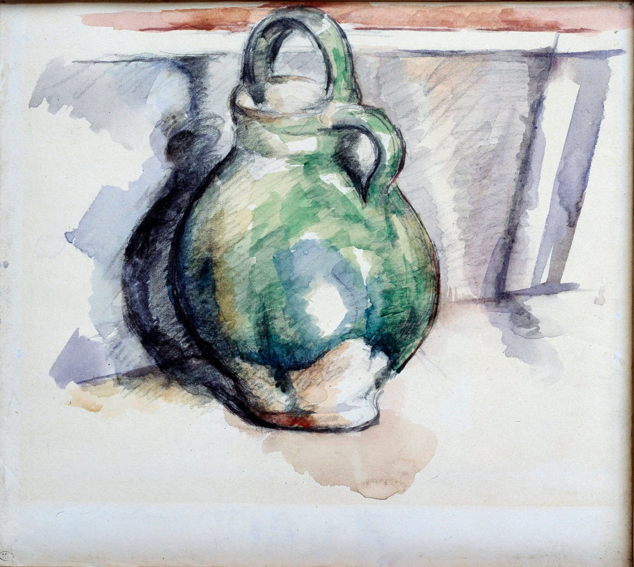 Den grønne kande akvarel og blymine af Paul Cezanne (1839-1906) 1885 Paris, Musée du Louvre af Paul Cézanne