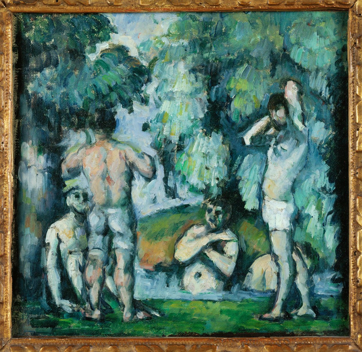 De fem badende (olie på lærred) af Paul Cezanne