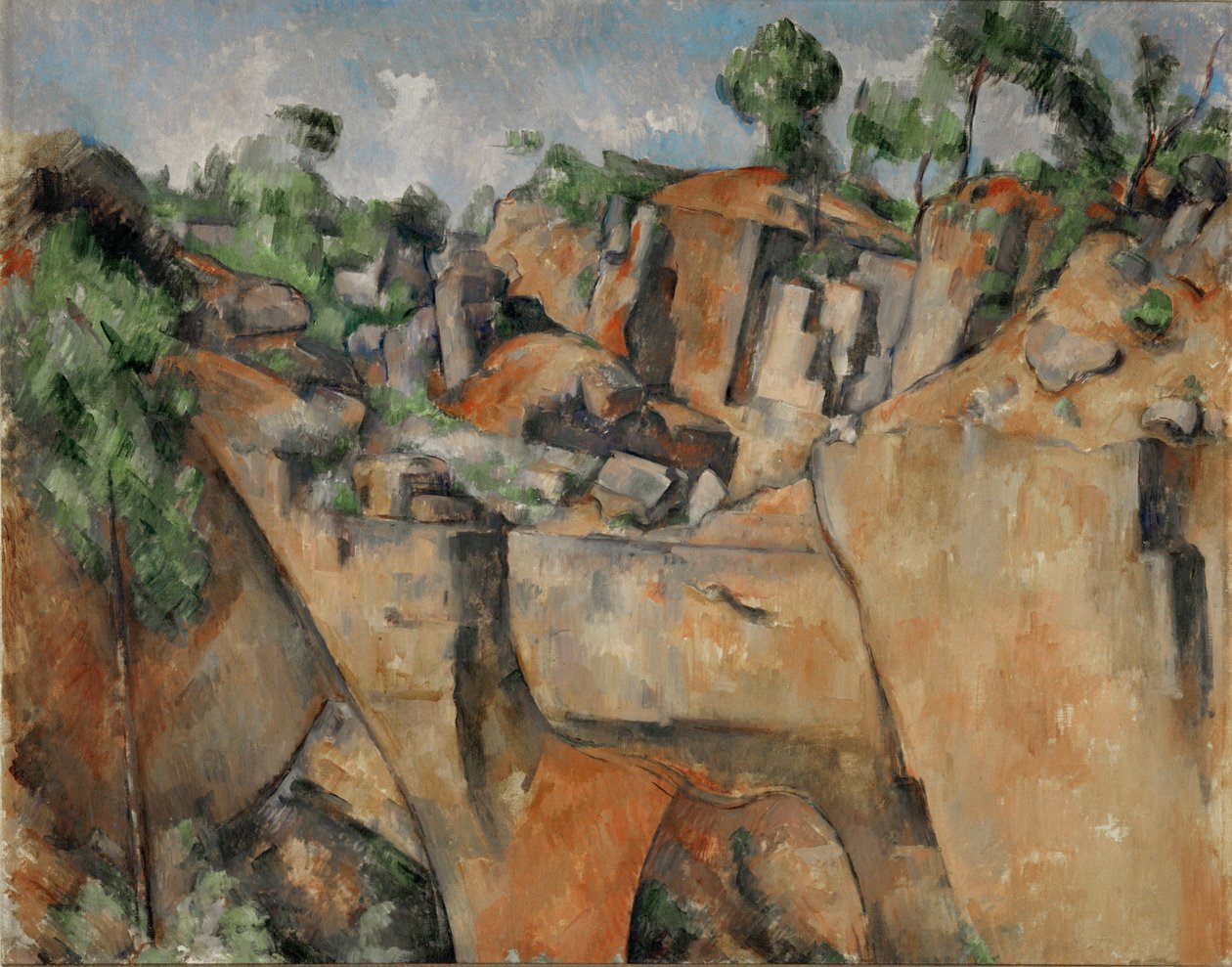 Stenbruddet ved Bibemus, Provence, Frankrig (maleri på lærred) af Paul Cezanne