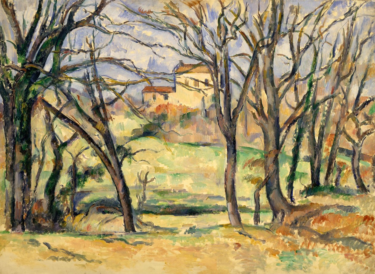 Træer og huse i nærheden af Jas de Bouffan af Paul Cézanne