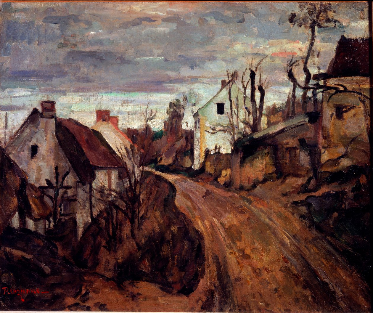 Landsbyvej, Auvers. (Olie på lærred af Paul Cézanne