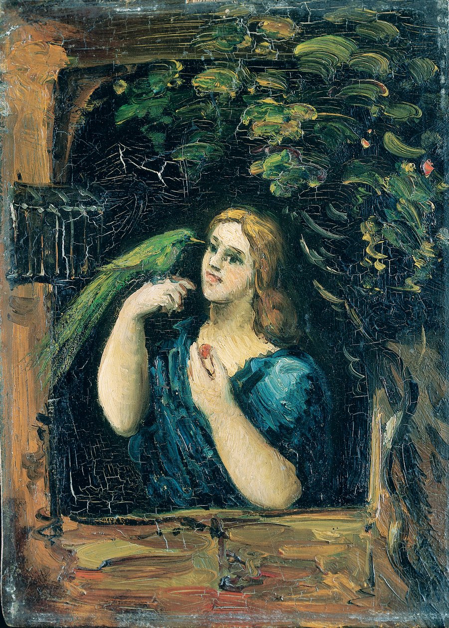 Kvinde med en papegøje af Paul Cézanne