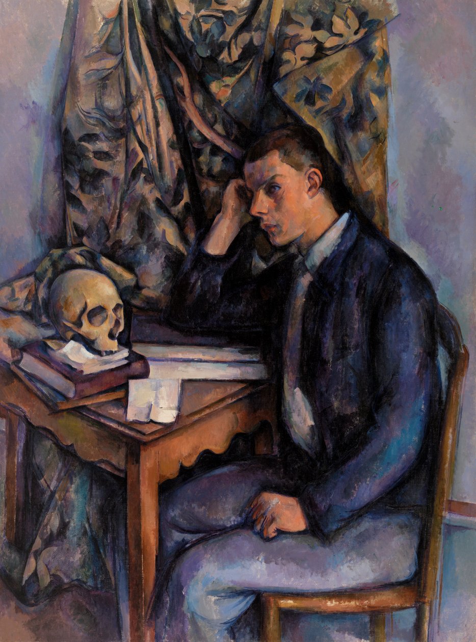 Ung mand og kranium af Paul Cézanne