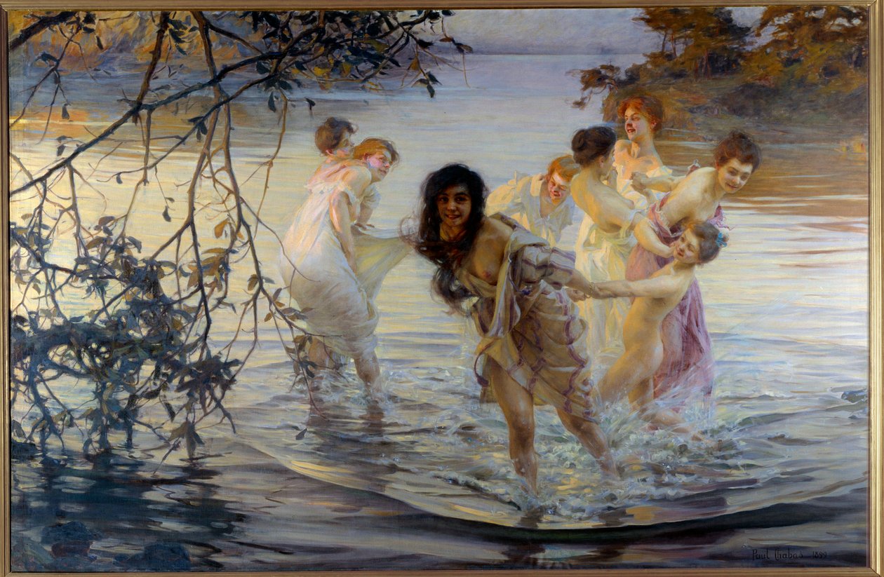 Glade ebats Unge kvinder runder i vandet. Maleri af Paul Chabas (1869-1937) 1899 Nantes, Museum of Fine Arts af Paul Chabas