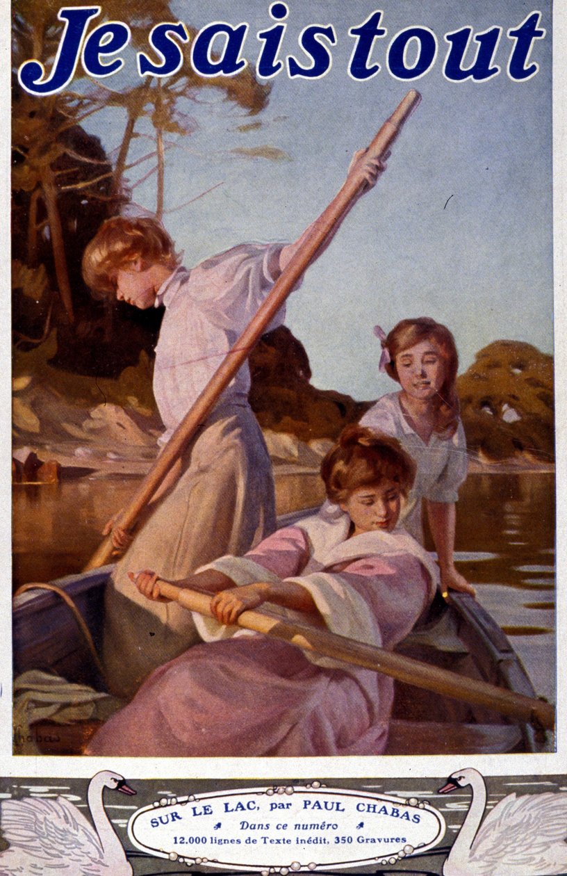 Illustration "On the lake" af Paul Chabas (1869 - 1937). "Jeg ved alt". af Paul Chabas