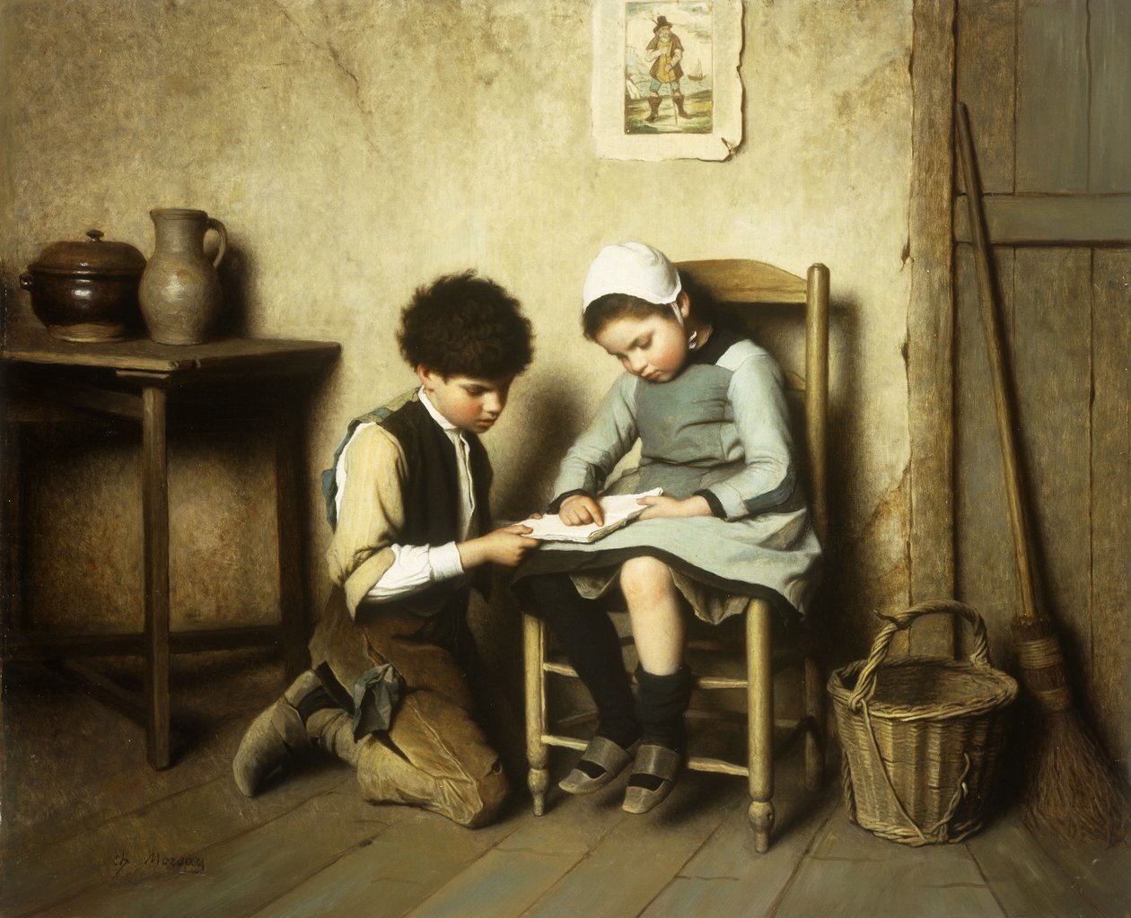 Deling af en bog (olie på lærred) af Paul Charles Chocarne Moreau