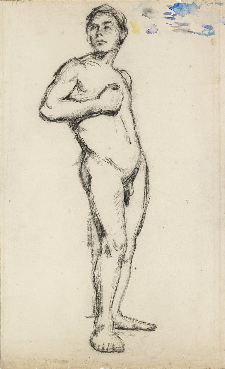 Akademisk undersøgelse af en nøgen mand med højre hånd knyttet hen over brystet, 1865 af Paul Cézanne