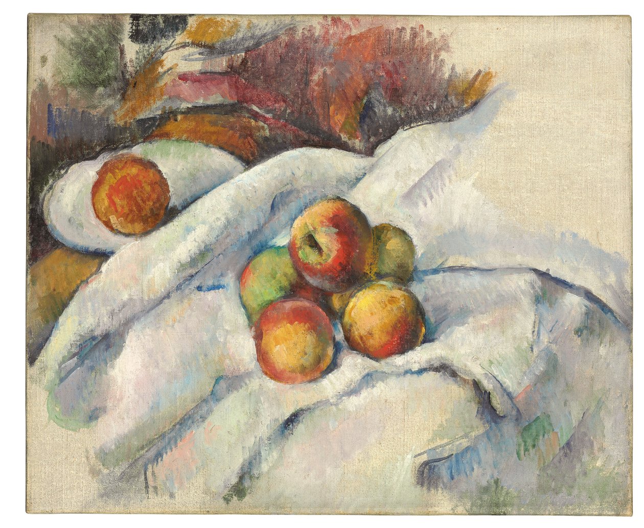 Æbler på et klæde, ca. 1885 af Paul Cézanne