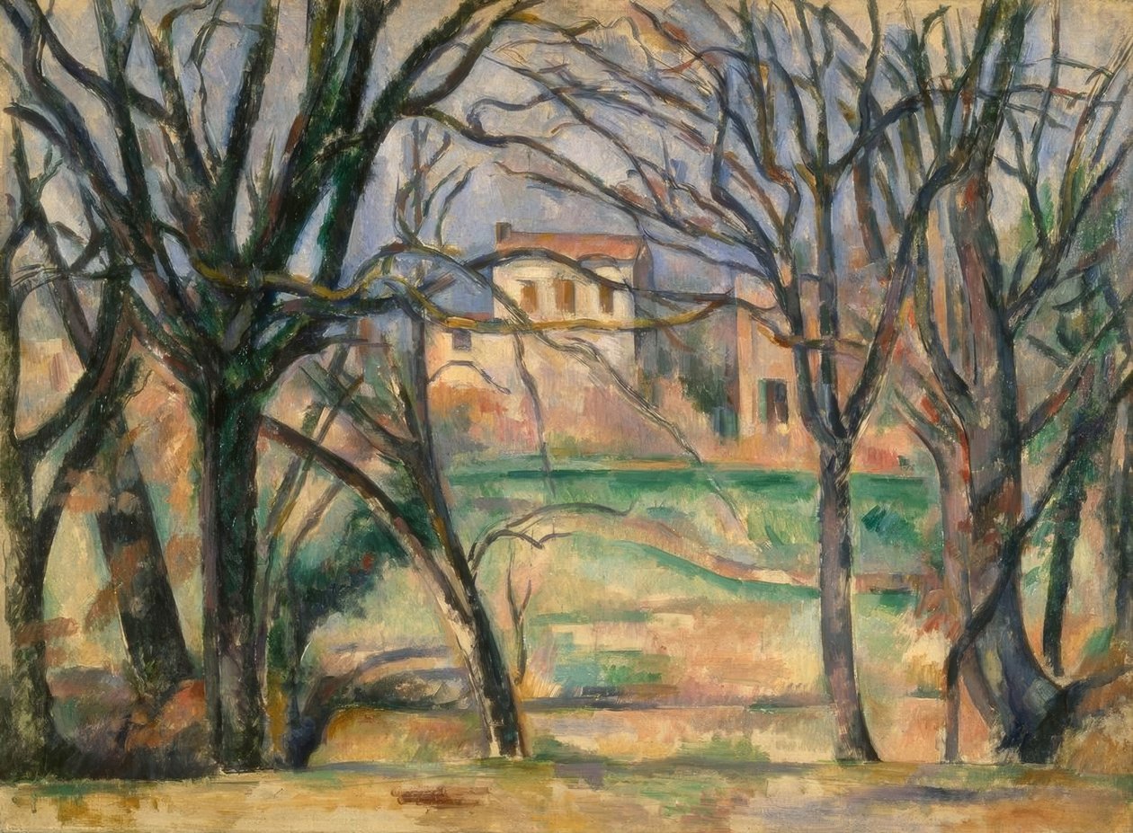 Træer og huse af Paul Cézanne
