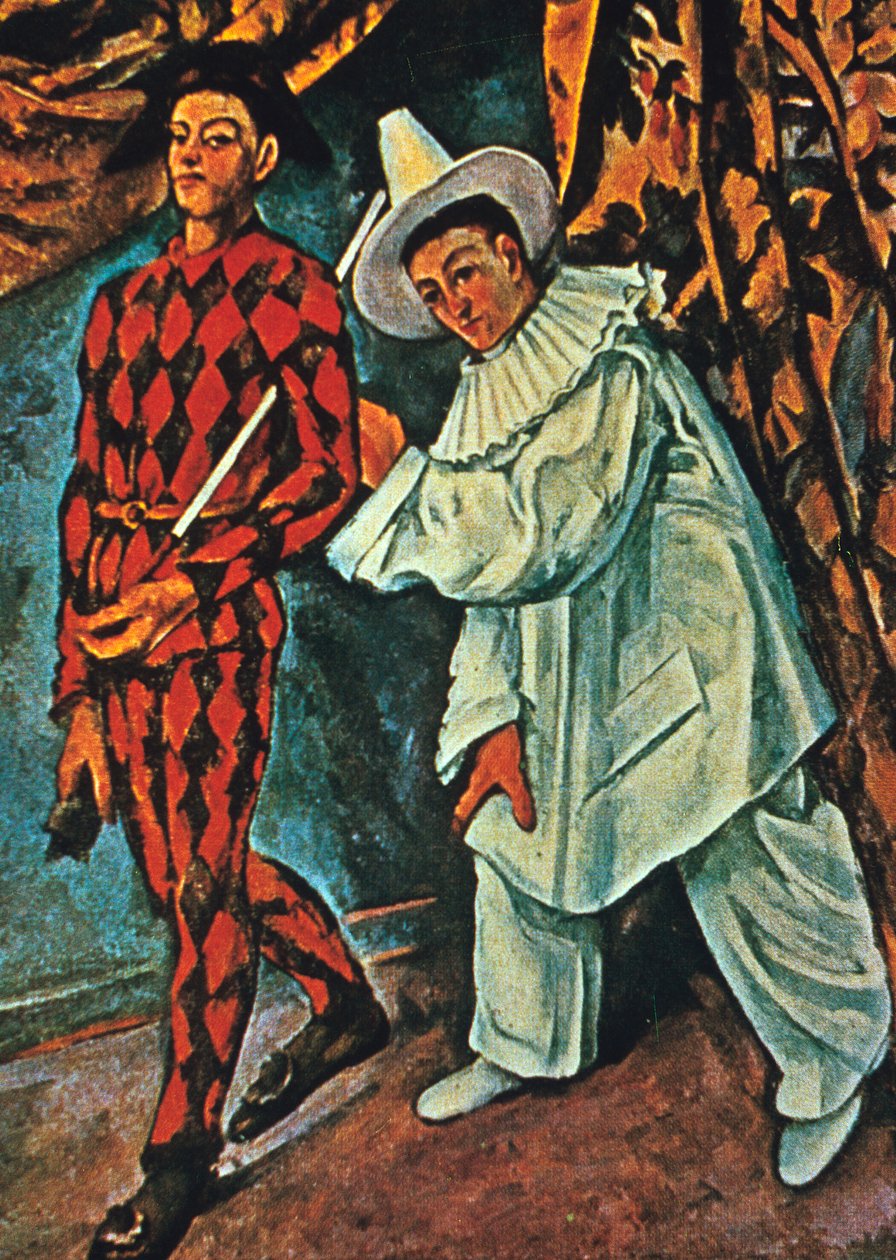 Harlekin og Pjerrot, 1888 af Paul Cézanne