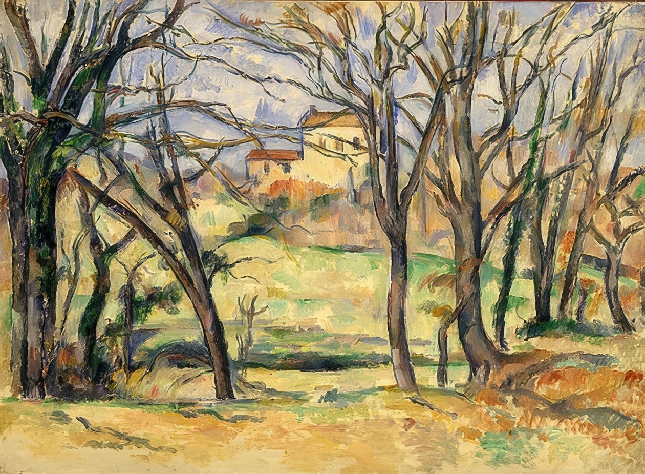 Træer og huse, Jas de Bouffan. 1885-86 af Paul Cézanne