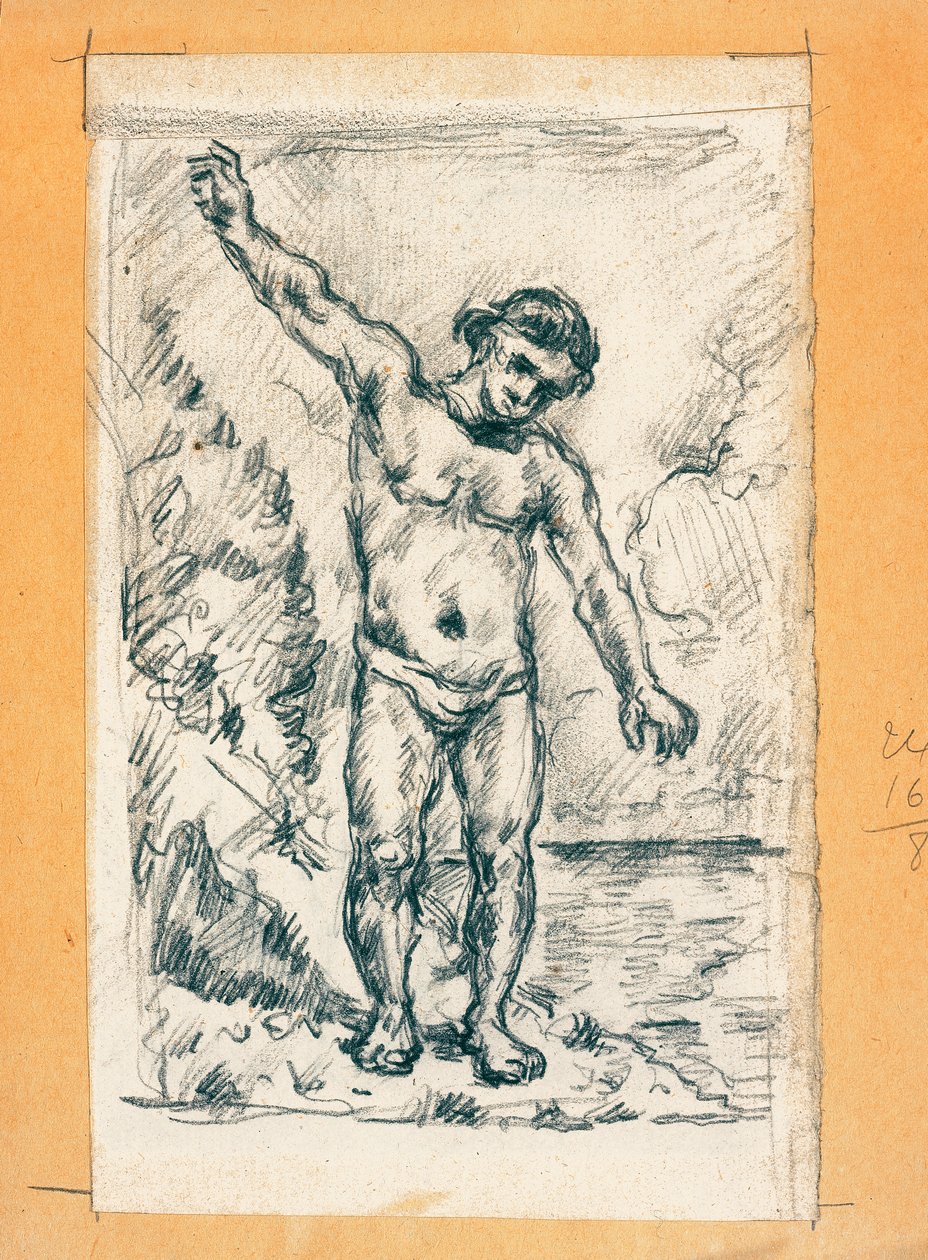 Badekar med spredte arme, c.1874-77 af Paul Cézanne
