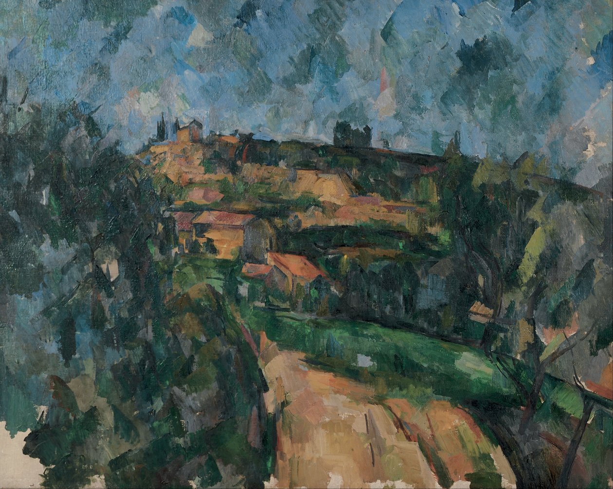 Bøjning af vejen på toppen af Chemin Des Lauves af Paul Cézanne