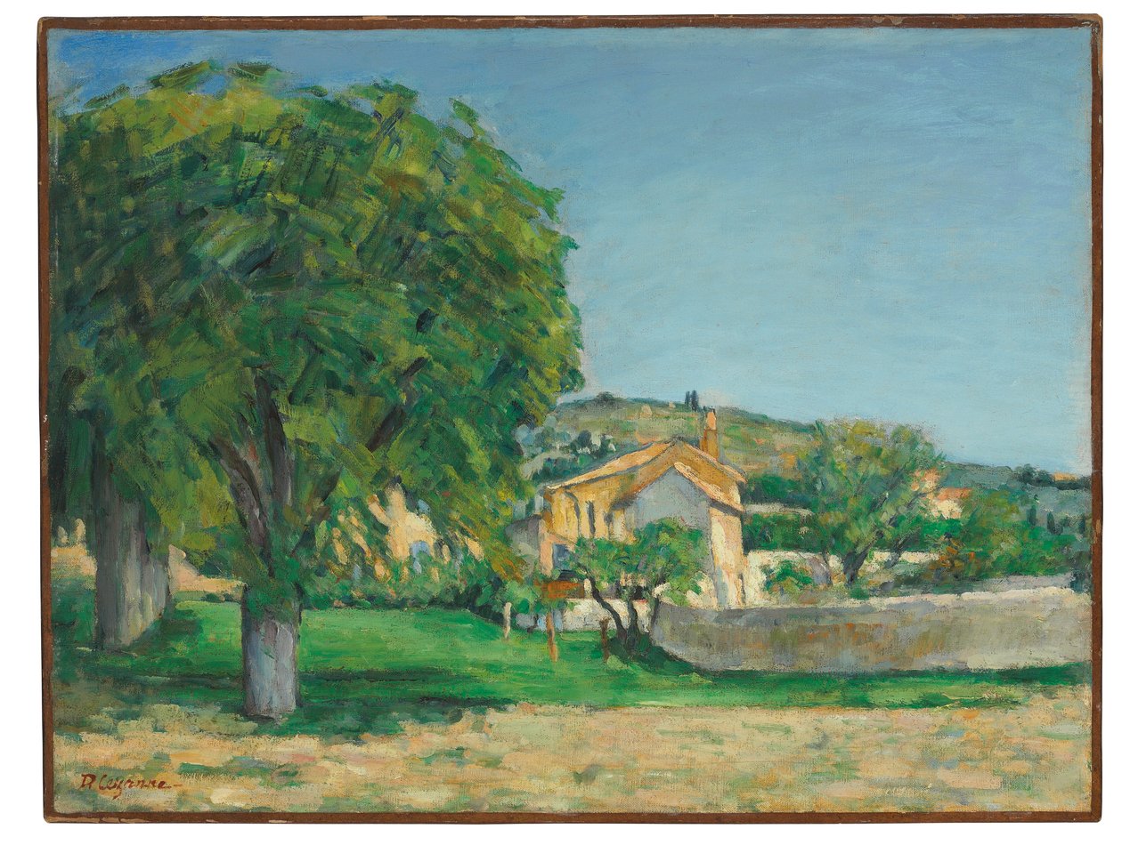 Kastanjetræer og gård ved Jas de Bouffan, ca. 1876 af Paul Cézanne
