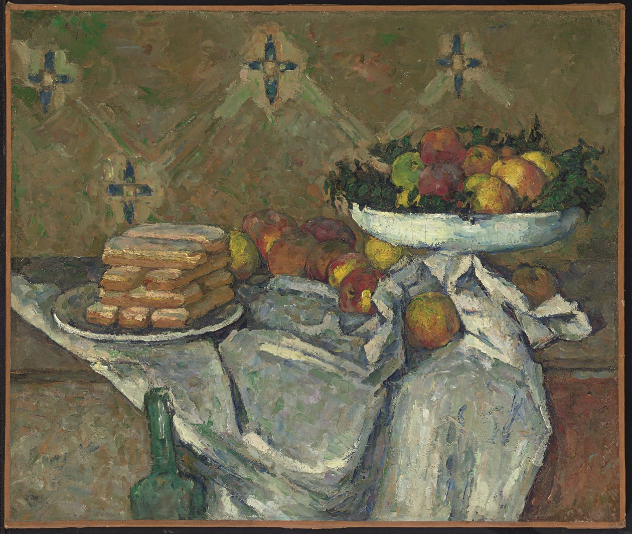 Frugtskål og tallerken med kiks, ca. 1877 (olie på lærred) af Paul Cézanne
