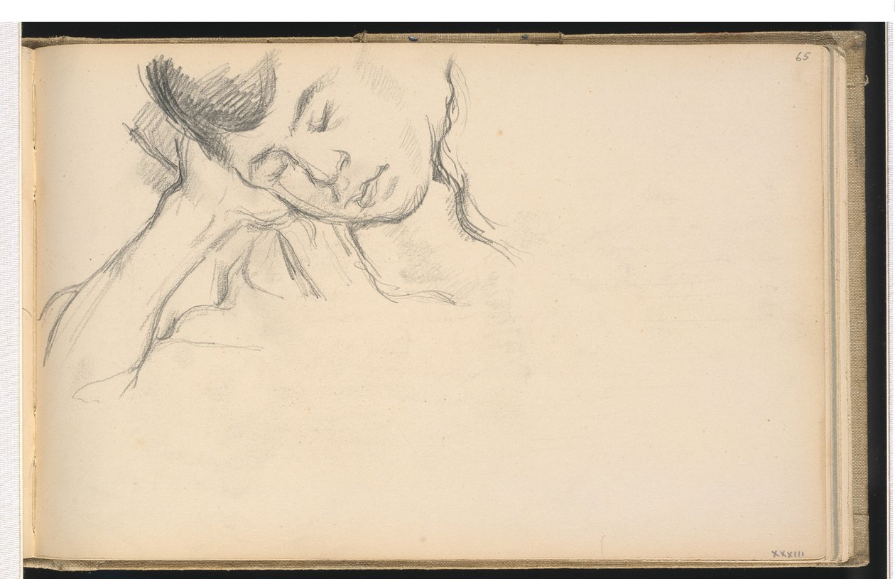 Figur hvilende hoved på hånden af Paul Cézanne