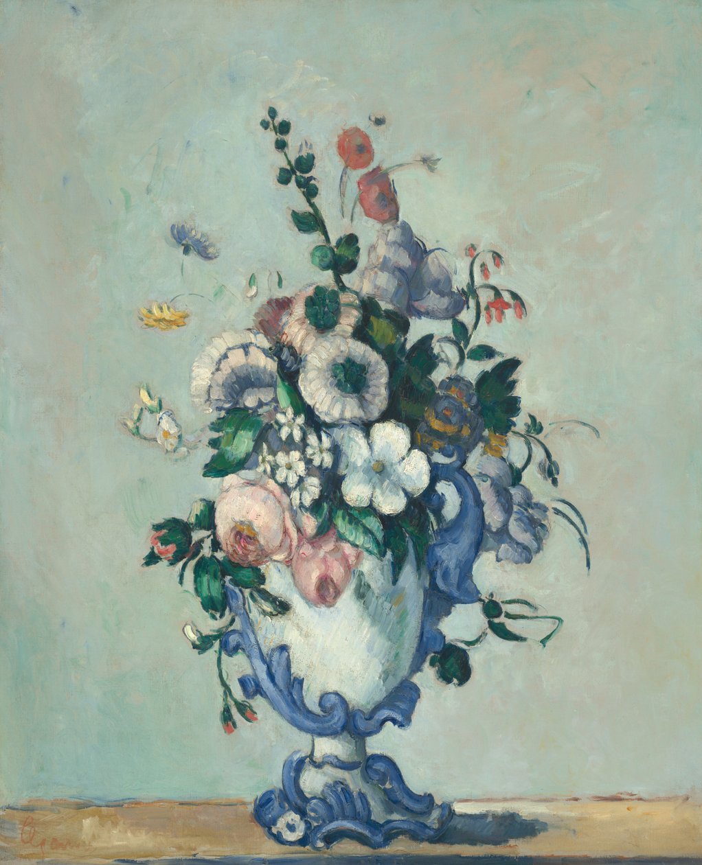 Blomster i en Rokoko Vase af Paul Cézanne