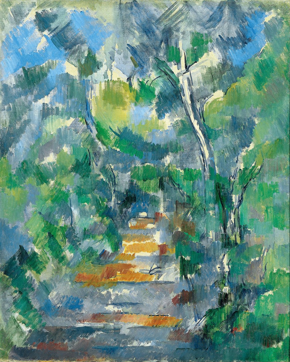 Skovscene (sti fra Mas Jolie til Château noir) af Paul Cézanne