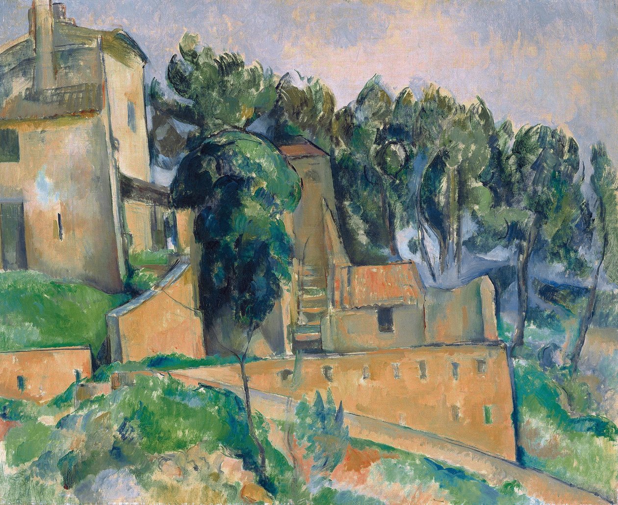 Fransk: La Maison de Bellevue Hus i Bellevue af Paul Cézanne