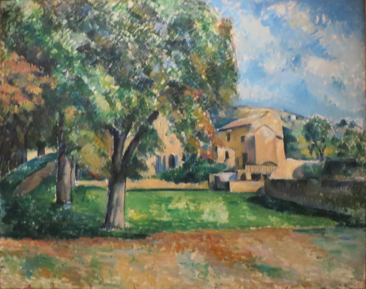 Fransk: Marronniers et ferme du Jas de Bouffan Kastanje- og Jas de Bouffan-gård af Paul Cézanne