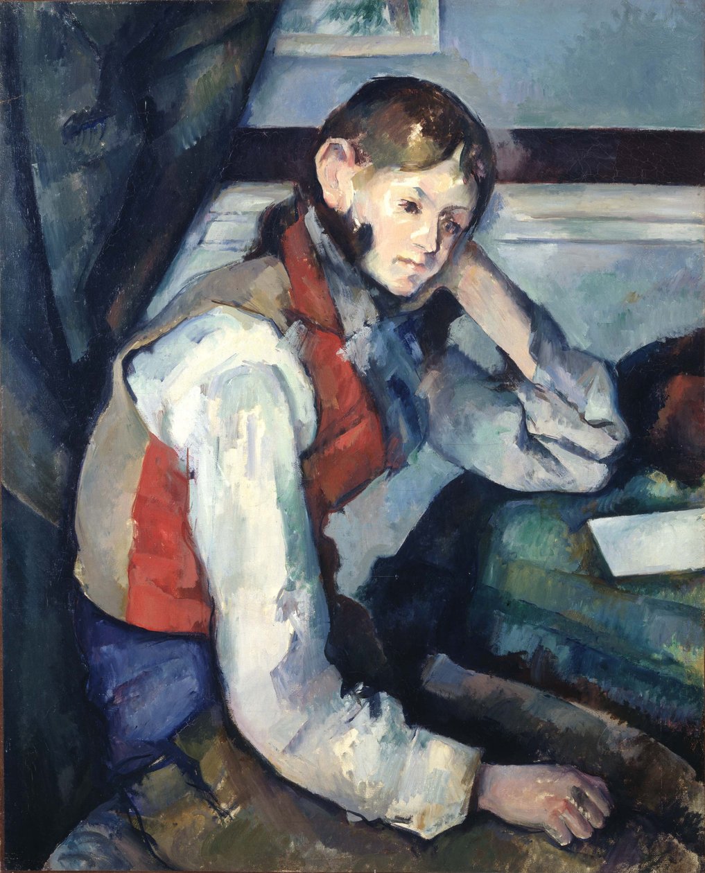 Tysk: Le Garçon au gilet rouge Drengen i den røde vest af Paul Cézanne