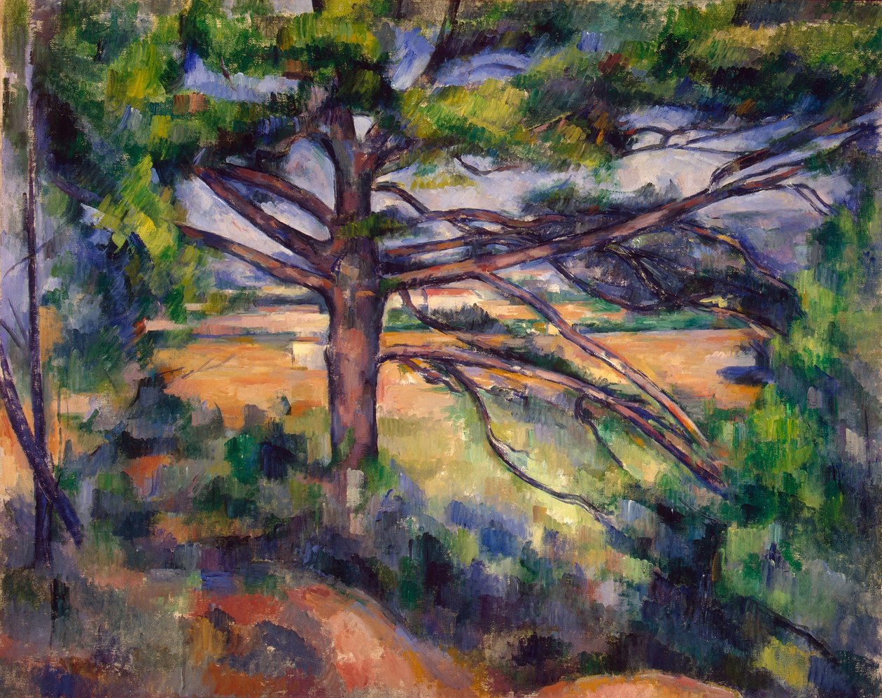 Stort fyrretræ og rød jord af Paul Cézanne