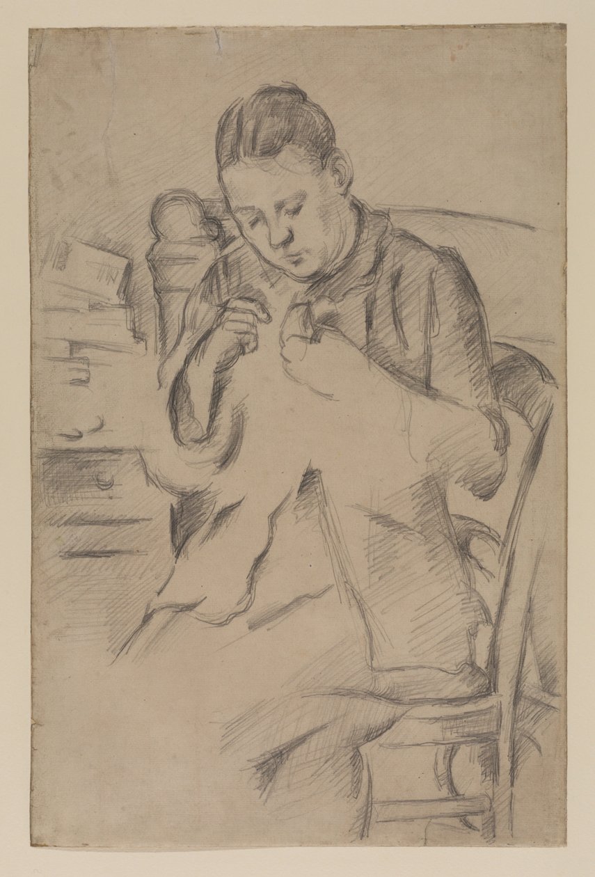 Hortense Fiquet, Madame Cezanne, syning, ca. 1880 (blyant på papir) af Paul Cézanne